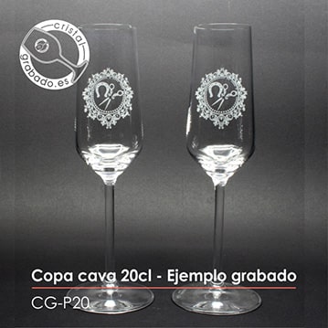 Copas cava grabadas con dibujo